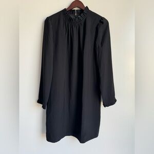 J Crew Ruffle Neck Shift Dress Aline Women 10 Normocore Closet Staple Mock Neck